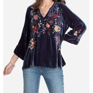 Johnny Was Pina Velvet Flutter Sleeve Top - Like New Condition